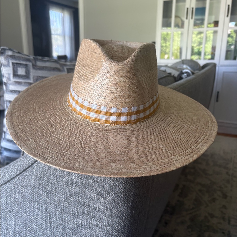 Stylish Straw Sunshine Tienda Hat with Yellow Gingham